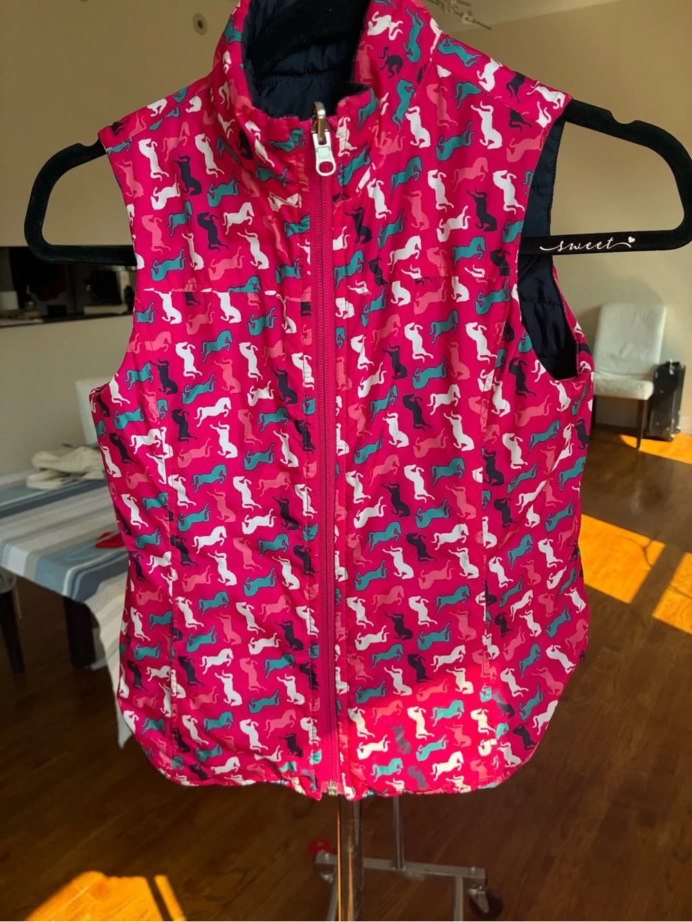 Ariat Navy Quilted Vest with Pink Trim